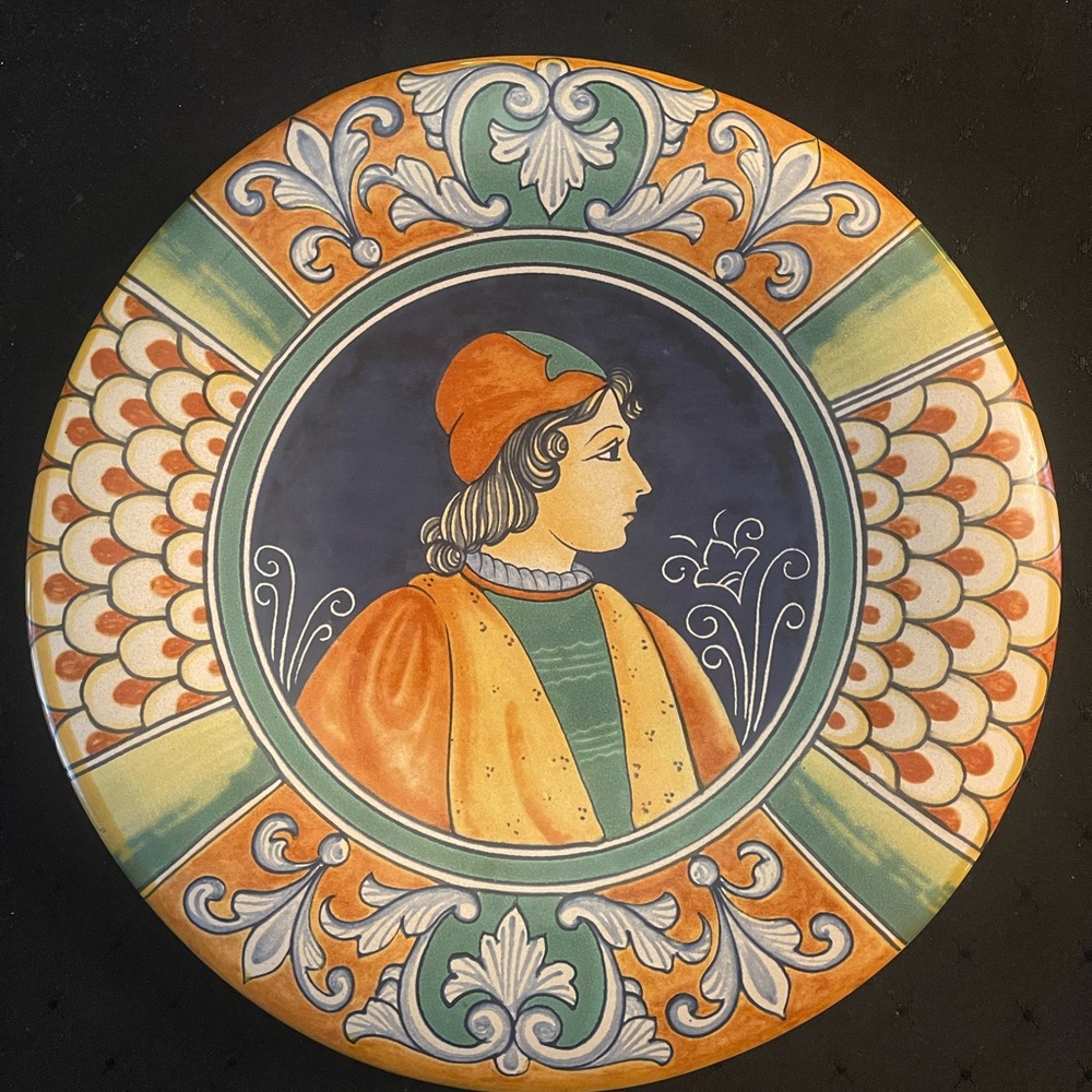 Vintage Italian Deruta Majolica Pottery “Dip a Mano” Charger Plate